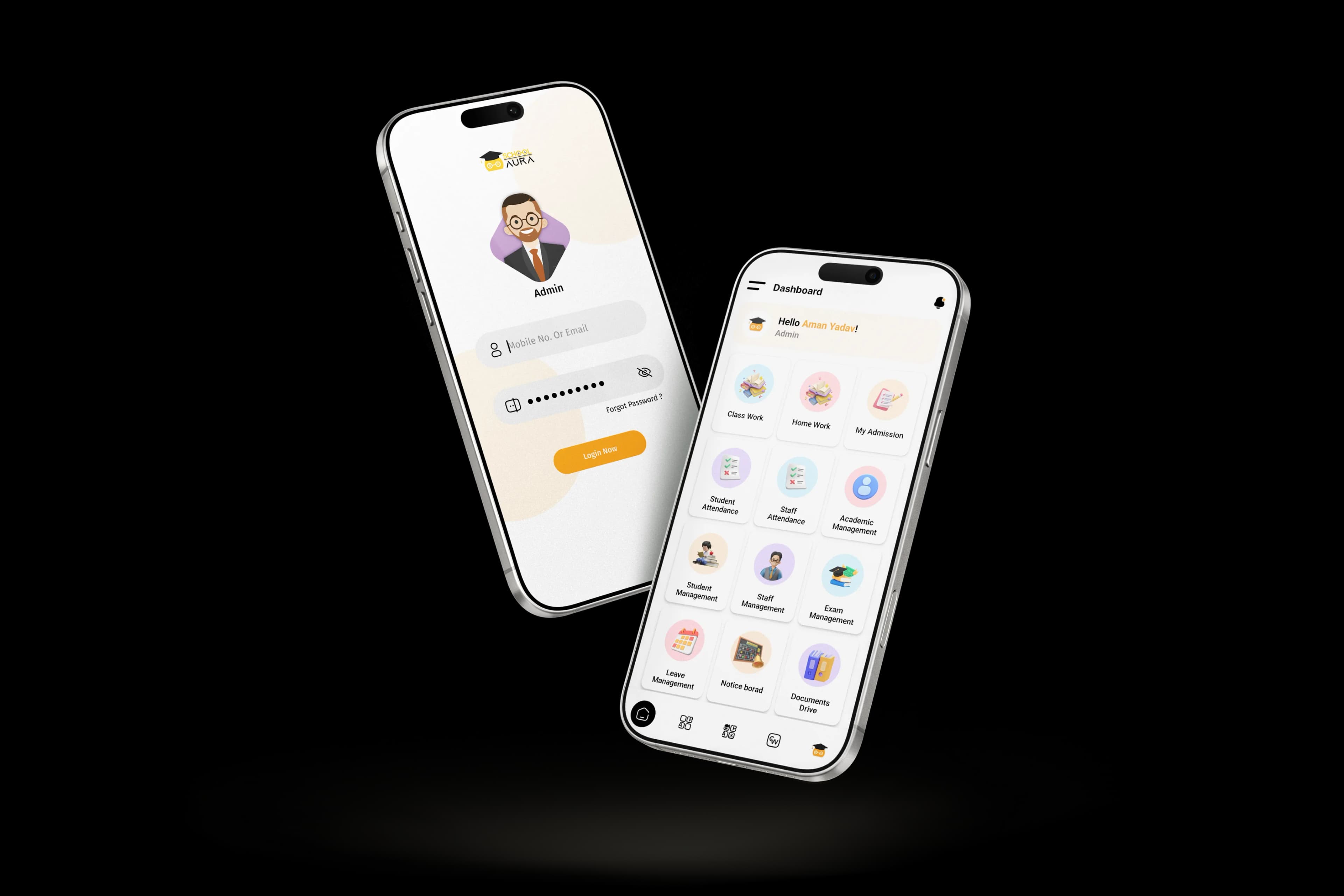 ERP SchoolAura mobile app for parents, teachers and students